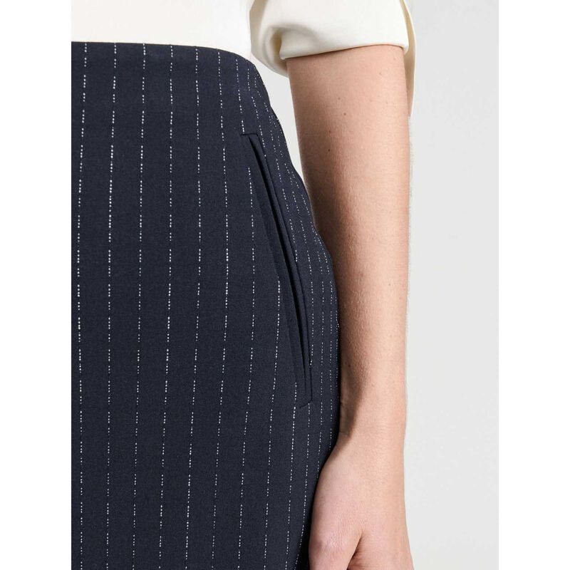 Veronika Maine Navy Pinstripe A Line Skirt image number 2